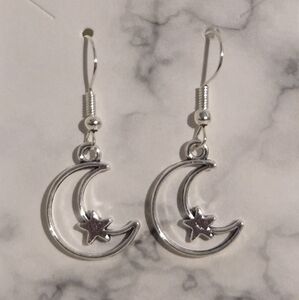 SALE! Silver Moon Star Earrings, Hypoallergenic ~ Handmade Boutique
